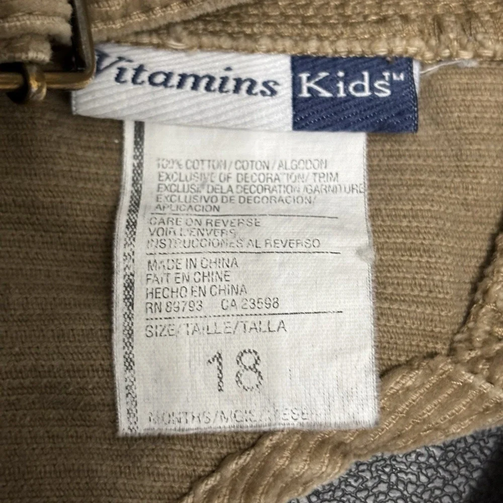Vintage Corduroy Dinosaur Overalls Boys Size 18M Embroidered